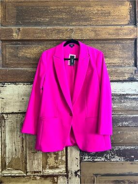 NWT- Express Hot Pink Single-Button Blazer Jacket